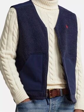 POLO RALPH LAUREN Performance Gilet Pile Vest Newport Navy Hi Pile